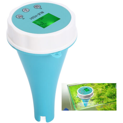 Tester de Qualité d'Eau avec Bluetooth - Métre 6 in 1 PH EC TDS ORP TEMP Chlorine Résiduel pour Piscine et Aquarium, IP67, Enregistrement 1000 Données, Application Mobile, ABS, 160mm