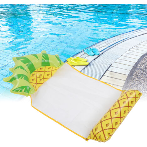 Hamac Flottant Gonflable Éco-Friendly Pineapple - Gonflement Rapide, Tissu Mesh, Portable pour Piscine ou Plage (1/5)