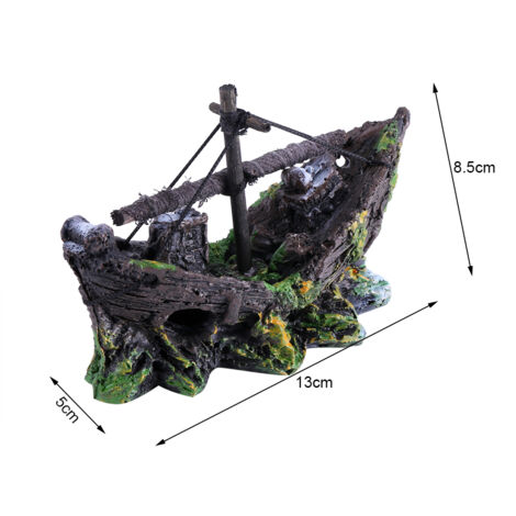 Décoration pour Aquarium en Résine Artificielle - Bateau pour Aquarium et Décor d'Aménagement - Résine, Multicolore, Modèle Géométrique - 13 x 8.5 x 5cm - 1 Pièce (1/5)
