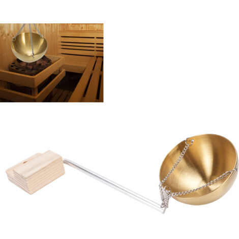 Bol d'Huiles Essentielles 12cm Doré Acier Inoxydable avec Chaîne et Accessoires pour Spa et Sauna (1/5)