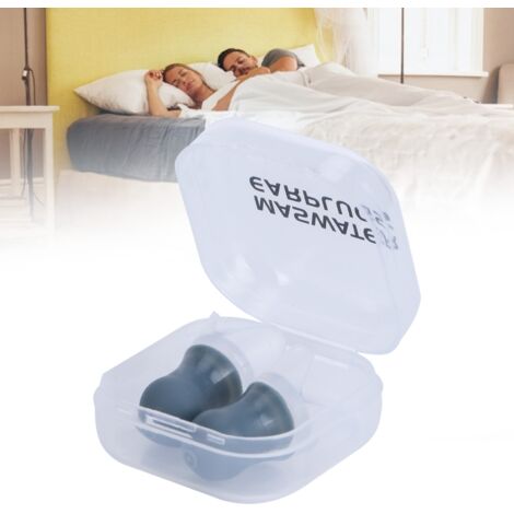 Bouchons d'oreilles en silicone - 2 pièces - Réduction du bruit - Protection imperméable pour natation, voyage, spa - Gris (1/5)