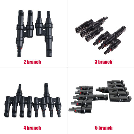 Connecteurs de Branche SH1/SH3/SH4/SH5 - 1 Paire T Branch MMF+FFM pour Connexion Parallèle Panneau Solaire, IP67, -40℃90℃ (1/5)