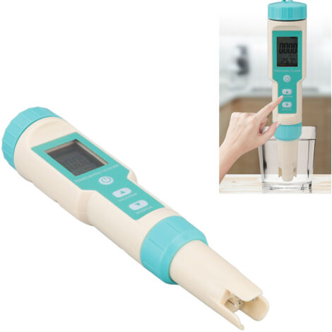 Testeur de qualité d'eau 7 en 1 ORP PH TDS TEMP EC Salinité SG - Détecteur numérique précis avec probe titane et écran LCD pour piscine, aquaculture, eau potable - 162g IP67 incluant manuel et poudre (1/5)