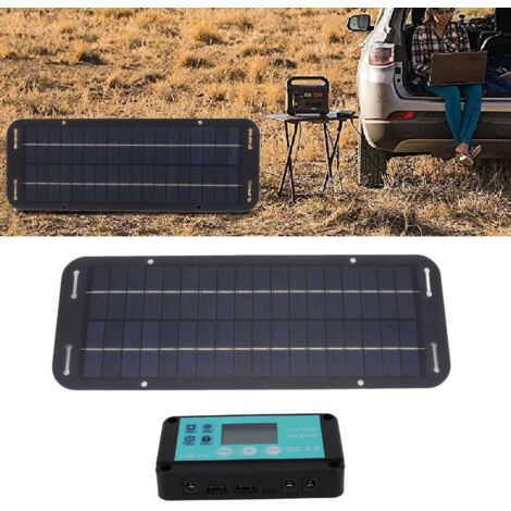 Panneau Solaire 20W Noir avec Contrôleur MPPT Imperméable pour Camping RV Véhicule Maison [2PCS] (1/5)