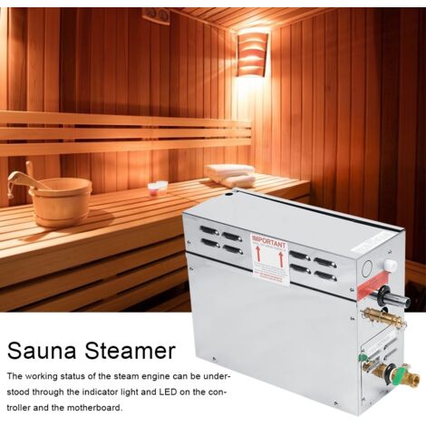 Stéamateur électrique pour sauna TC-135 avec contrôleur numérique, 6KW, 430 stainless steel, 39.5x15.3x31.3cm, kit complet. (1/5)