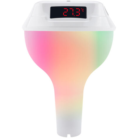 Thermomètre pour Piscine avec Double Chargement Solaire LED Display RGB Timer & Child Lock IP68 Blanc Matériel ABS 11 x 3 x 16 cm (1/5)