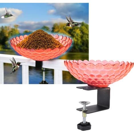 Baignoire à Oiseaux Clampable + Bird Refresher + Modèle Réglable + Fontaine Extérieure Détachable (Plastique/Carbone, 17.5x13cm, Rouge, 3 Pièces) (1/5)