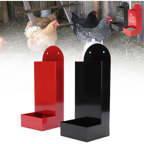 Distributeur à Coquilles et Graviers pour Volaille Modèle XL [10x26cm] en Acier Carbone Kit avec 2 Distributeurs Fixation Vis ou Suspension (1/5)