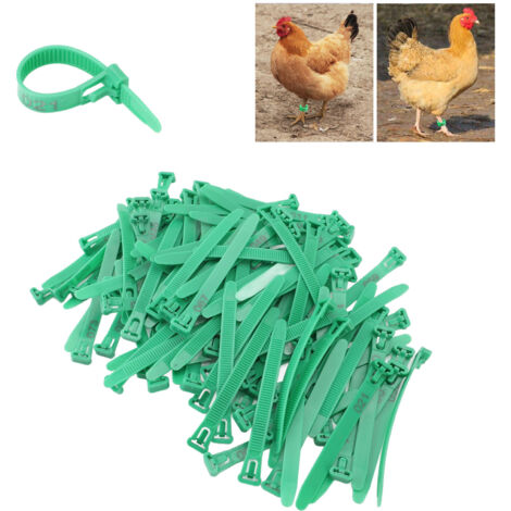 Bague de patte ajustable pour poulets avec numéro gravé indélébile en plastique durable (1/5)