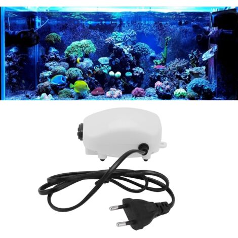 Pompe à oxygène pour aquarium silencieuse [2 entrées] avec 2 pierres poreuses et valves anti-retour – Kit aquaculture pour 2 aquariums