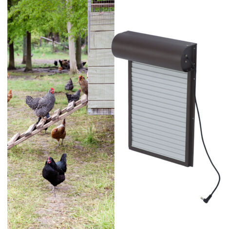 Porte Automatique de Poulailler avec Timer – Battant 37x24.7cm / Modèle à Cadre Métal, Plastique – Fonctions Manual/Timer – Batterie AA – Inclus Accès pour Adaptateur US 100‑240V (1/5)