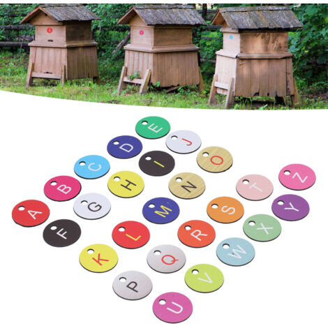 Étiquettes Numérotées pour Ruches - 26 Pièces en ABS 3.5cm, Colorées avec Trou pour Fixation, Accessoire Apiculture Jardin