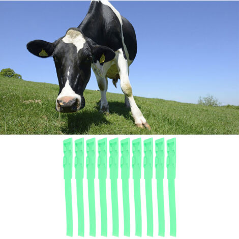 Bracelets d'identification pour bovins, 10 colliers en plastique recyclable, légers et robustes, équipement de marquage pour animaux, 4 couleurs disponibles. (1/5)