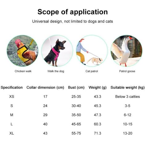Harnais pour poulet ajustable avec lanière respirant pour oiseaux M Bleu (1/5)