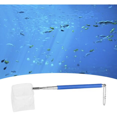 Épuisette Pisciculture avec Manche Telescopique en Acier Inoxydable et Nylon - Fine Maille Sécurisée pour Aquarium et Bassin