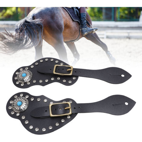Sangle à éperons en cuir synthétique décorée de strass pour bottes cowboy (1/5)