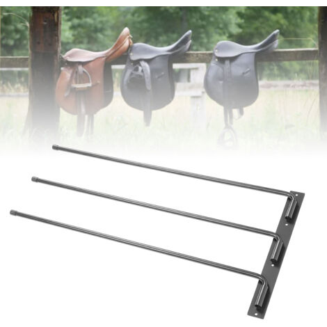Porte-Selle & Porte-Couverture pour Équipement Équestre – Porte-Selle Murale 3 Barres Swing Out 180°, en Fer pour Stockage des Couvertures et Pads