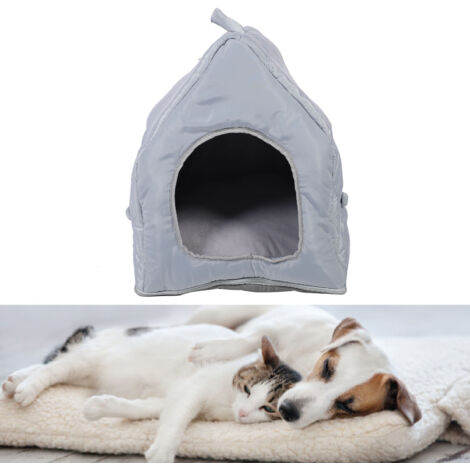 Maison pour Chat d'Intérieur Toute Saison - PP 60x53x45cm Gris - Support Confortable (1/5)