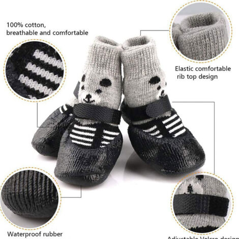 Chaussons Pet avec Protèges-Pieds Anti-Dérapage Imperméables pour Chiens Sports Outdoor Pluie Snow 4 Pièces/Set Dimensions S M L Couleurs Bleu Noir Rouge