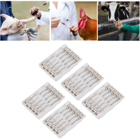 Aiguilles de Vaccination pour Animaux de Ferme, Accessoires Médicaux Professionnels, Inox 316, 16x20mm / 0.6x0.8in, Lot de 50 Pièces