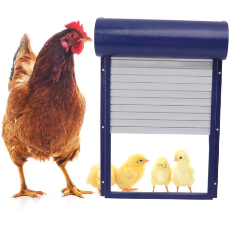 Porte automatique pour poulailler programmable en aluminium avec timer, sensor de lumière et contrôle à distance (3 modes) - Bleu (1/5)