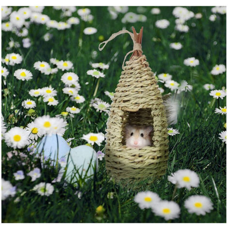 Maison pour Oiseaux en Herbe Naturelle suspendue 1pc Habitat à Mano hand woven pour Colibri Cages Hamster (1/5)