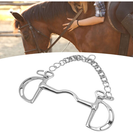 Mors de Cheval en Acier Inoxydable, Modèle D Ring avec Chaîne pour Bouche de 135mm, Lisse et Résistant (1/5)