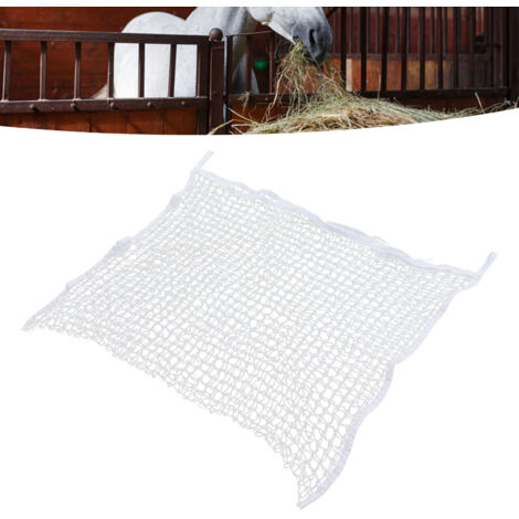 Filet à Herbage Filet pour Foin avec Raccords PE Alimentateur Lent pour Chevaux Sac de Stockage Fourrage Blanc 60x90cm 23.6x35.4in