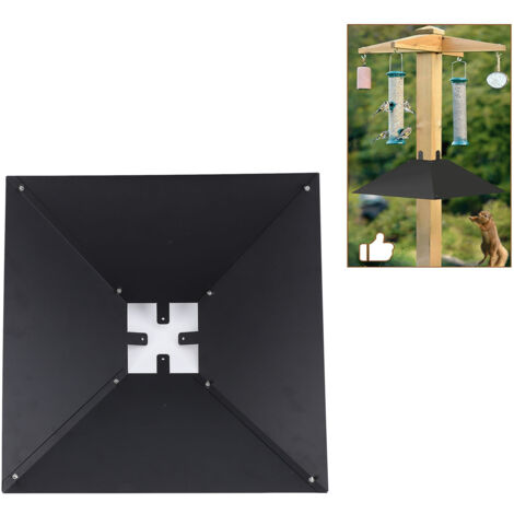 Protecteur Anti-Squirrels Métal Carré pour Poteaux 4x4 et Ronde Diamètre 3.5-4.5 Pouces - Baffle pour Graines de Oiseaux - Construction Carbone Résistant aux Intempéries - Kit Installation Facile (1/5)
