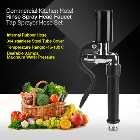 Robinet de Rincage Haute Pression Flexible pour Cuisine Commerciale Hotel Tuyau 950mm ManoMatic Argent/Noir Brass Stainless Steel 1/2" (1/5)