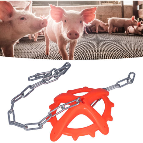 [Jouet pour porcelets] + Jouet à mordre anti-bagues + Chaîne ajustable en plastique robuste et fer galvanisé + Attrape l'attention des animaux pour l'élevage bien-être (1/5)