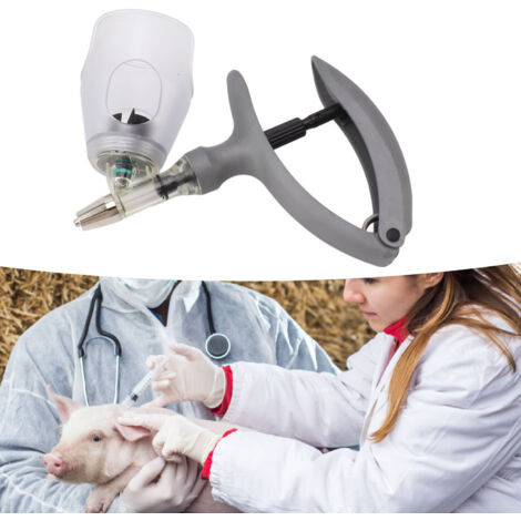 Seringue Automatique pour Animaux avec Dosage Adjustable 0.1-2ml en ABS et Métal, 252g avec Accessoires et Lubrifiant (1/5)