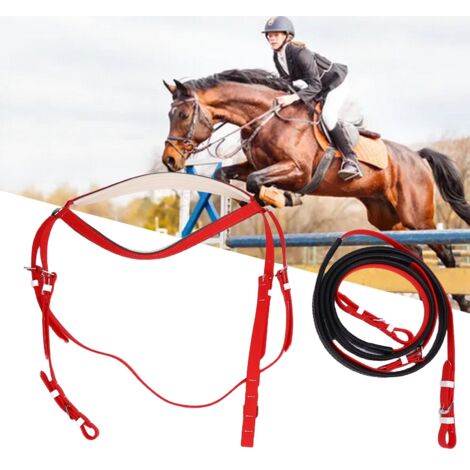 Hackamore pour Cheval [Halter] Nylon PVC PU Cuir Renforts avec Rein de Contrôle - Harnais 540g Ensemble Entraînement Équitation (1/5)