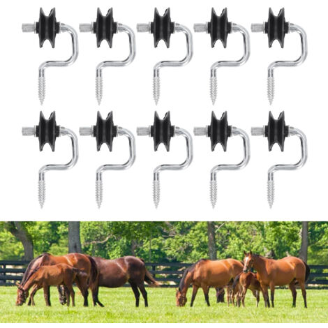 Lot de 10 isolateurs d'angle électrique pour poteaux bois, galvanisé, PP durable, design vissé sans outils, pour enclos standard. (1/5)