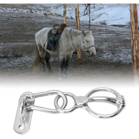 Bague de fixation cheval inox Anneau de demi-cercle pour dressage Accessoire sécurisé anti-recul Kit complet avec vis et cheville (1/5)