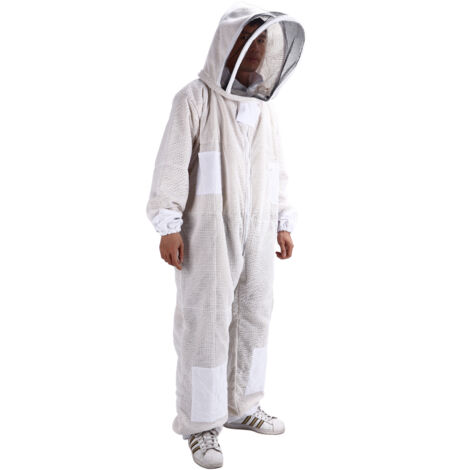 [Vêtement de protection apiculture] Combinaison professionnelle XL Siamese 3 couches zip respirant polyester avec voile démontable