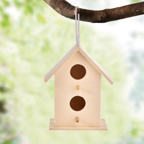 Maison pour Oiseaux en Bois avec Ouverture Observation - Nichoir Suspension pour Décor de Jardin - Accessoire de Terrasse Coloré, 11x8.5x6 cm