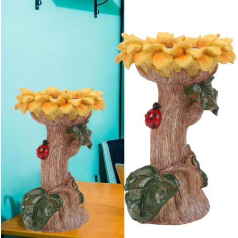 Bain pour oiseaux en résine résistant aux intempéries avec design fleur de tournesol - pour jardin et patio (1/5)