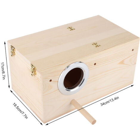 Maison pour Oiseaux - Nichoir Bois Durable pour Cockatiels et Perruches - Boîte de Reproduction 34x19.5x17cm avec Ouverture Métal et Capot Ouvrable (1/5)