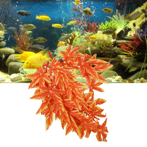 Plante Reptile Artificielle avec Suction Cup - Décor Lifelike pour Terrarium Aquarium T-007 Orange