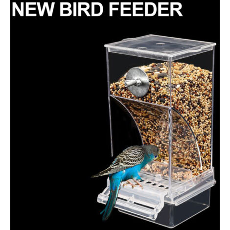Distributeur Automatique de Graines pour Perruches, Canaris et Conures - Distributeur Anti-Jets, Sans-Obstruction avec Plateau Filtrant Amovible et Design Ergonomique Arc - Matériau Acrylique Transpar (1/5)