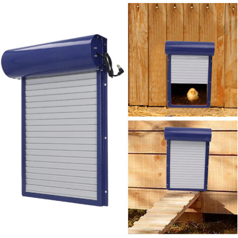 Porte Automatique pour Poulailler avec Contrôle à Distance, Détection Lumière et Minuterie 3 en 1, Matériel Métal et Plastique, Dimensions 37.3x24.7cm, Alimentation 100‑240V EU Plug Bleu (1/5)