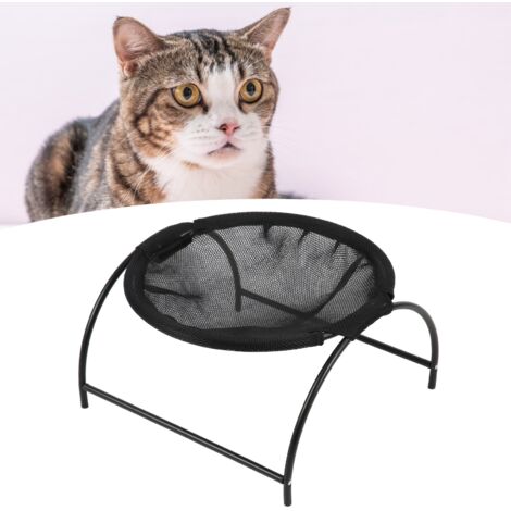 Hammock pour chat et petit chien - Cadre en acier inoxydable - Tissu en toile respirant détachable - Lit suspendu élevé pour intérieur/extérieur - Noir - Dimensions 43x43x24cm (1/5)