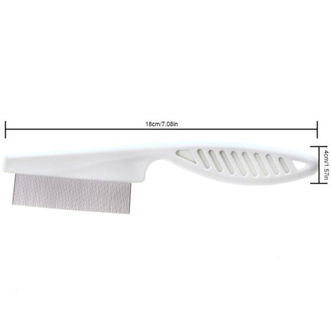 Peigne Anti-Puces pour Chiens et Chats - Grooming Brosse Shedding Tools - Manche Ergonomique avec Poils Loose et Dead Hair - Matériel: Poignée Plastique et Needles Stainless Steel Blanc, 18x4cm, 1x Co (1/5)