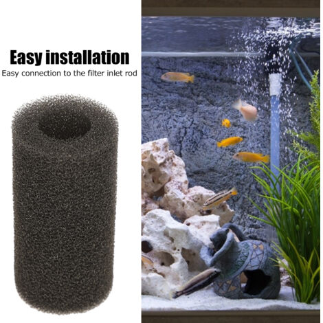 Pack Aquarium avec 20 Cartouche Filtrante Protecteur Sponge Tube, Couleur Noir, Diamètre 4cm/1.6in, Hauteur 8cm/3.2in, Densité Élevée, Sécurité Sans Toxique (1/5)