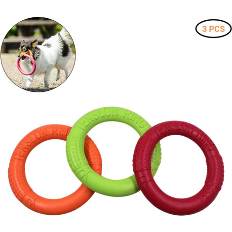 Anneau pour Animaux de Compagnie EVA - Anneaux de Formation Exercice - Disques Volants pour Chiens Toys Outdoor Flottant - 3 Pièces (Orange, Rouge, Vert) - Diamètre 18cm - Matériau Haute Résistance (1/5)