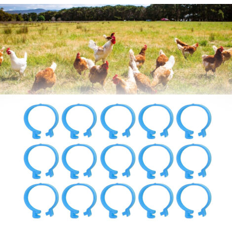 [Bague pour animaux] Marque générique Anneau à clip [18mm bleu] - 100 anneaux d'identification de jambe pour poulets, canards, oiseaux en plastique durable PP (1/5)