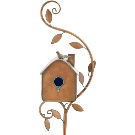 Maison pour Oiseaux Métallique Decorative avec Fonction Anti-Pluie pour Jardins et Patios extérieur - Traditionnel Yellow - 18 x 8 x 6 cm