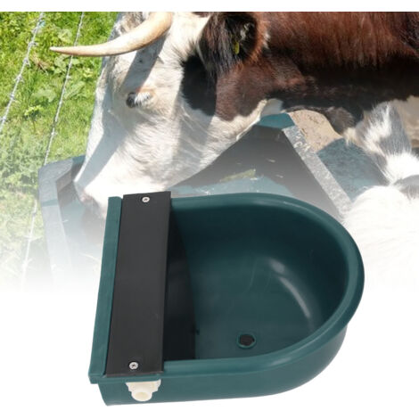 Bac à boire pour animaux avec trou de drainage ABS capacité XL Bac d'eau pour bovins ovins chevaux Vert foncé ABS grande capacité.