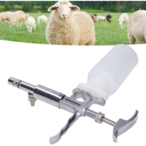 Seringue Continue pour Animaux de Ferme 5ML avec Bouteilles - Injecteur Veterinary en Métal et Plastique - Seringue pour Bovins, Porcs, Volailles - Équipement Vétérinaire